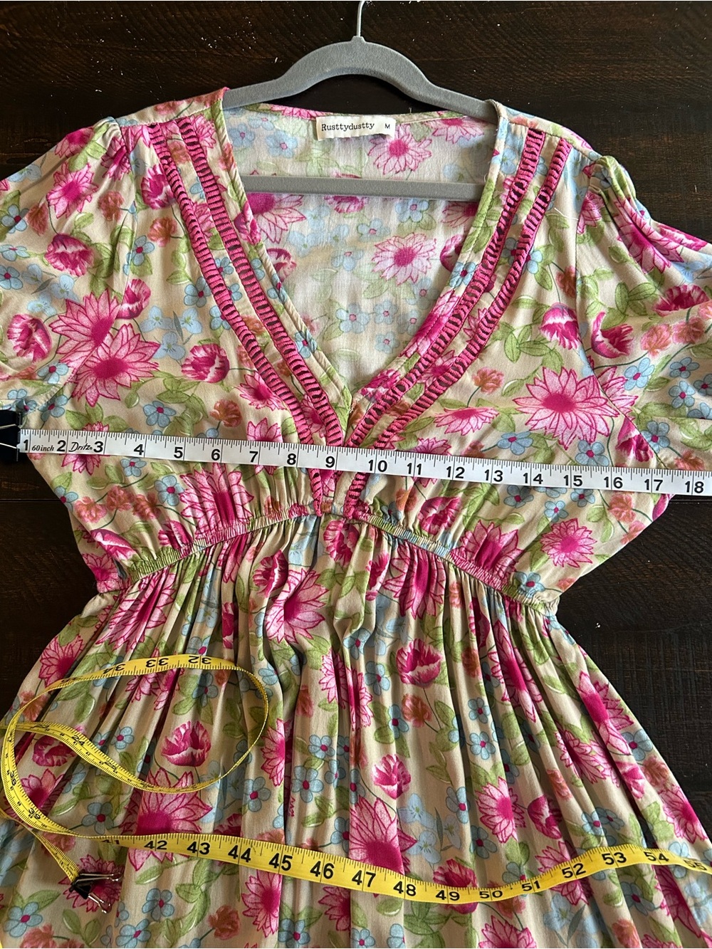 Rusttydustty V-Neck Waist Cinched Casual Maxi Dress. - Picture 9 of 12